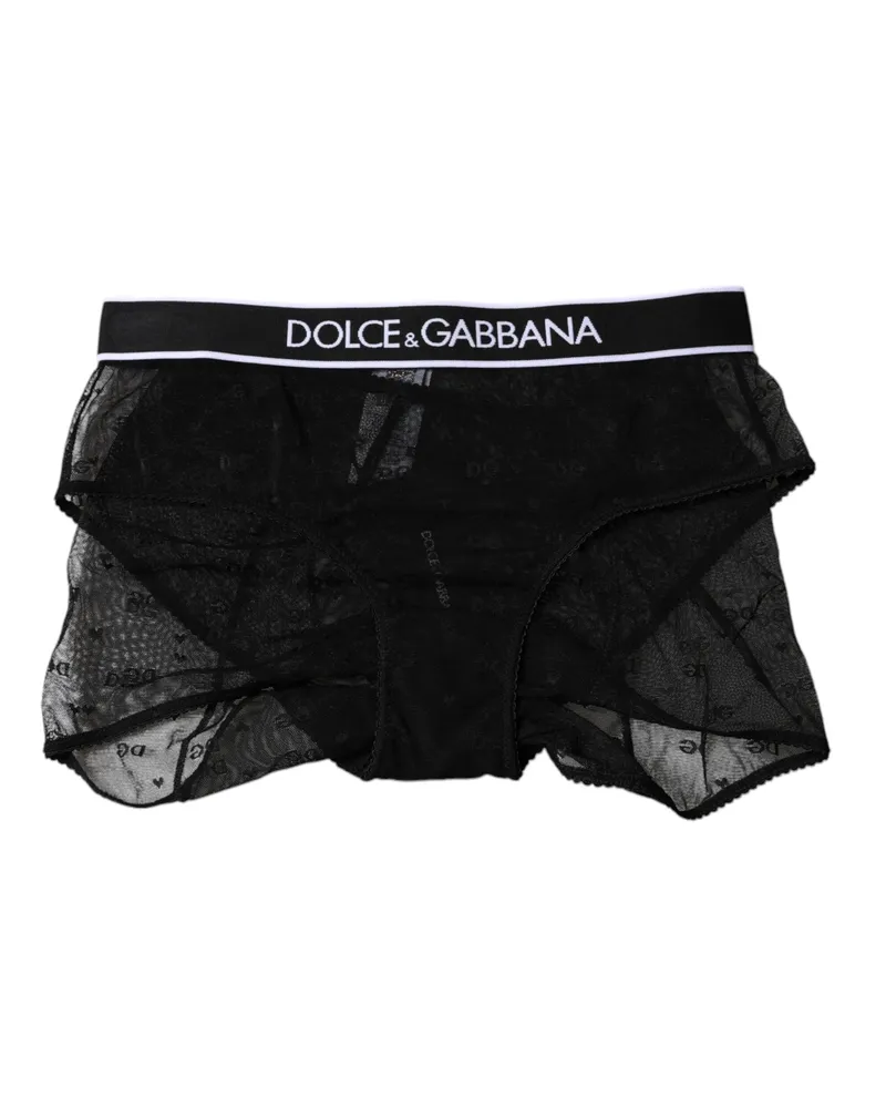 Dolce & Gabbana Women Black Tulle Nylon Mid Waist Panty Underwear Elastane Clothing Black
