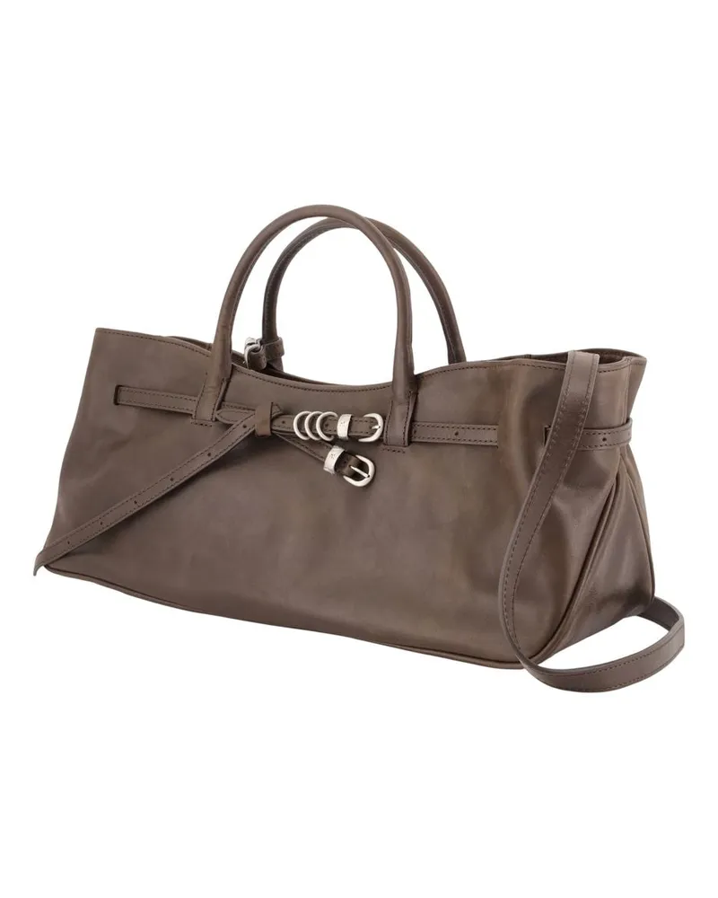 Marge Sherwood Women's Leather With Hardware Bow Shoulder Bag Brown Cowhide Brown