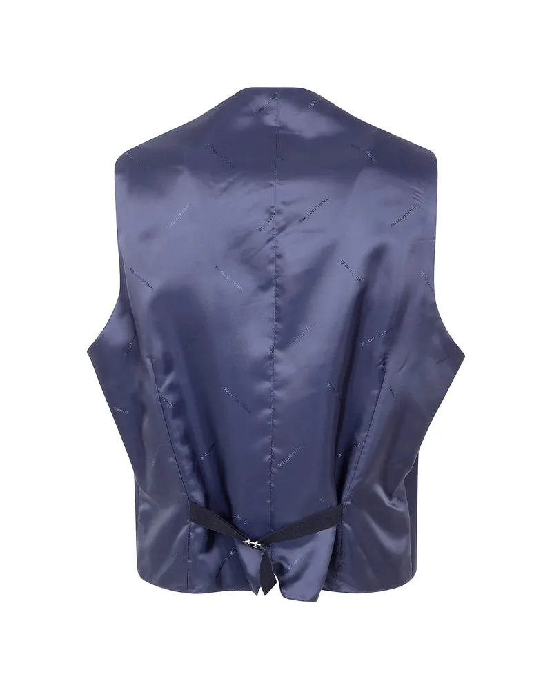 Tagliatore Wool V-Neck Waistcoat — Blue Blue