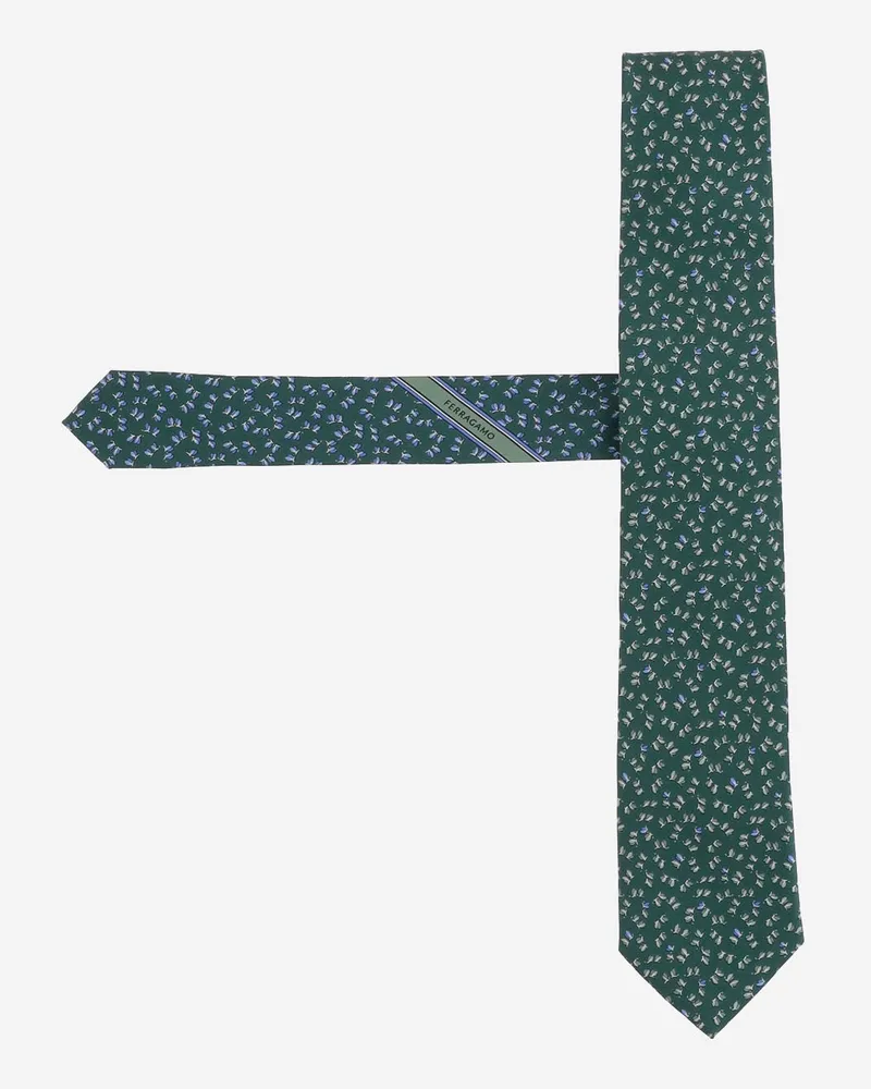 Ferragamo Men's Silk Tie Green Ties & Bow Green