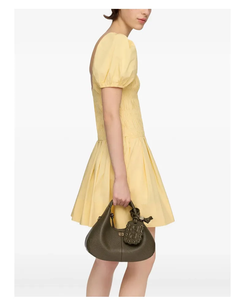 Ganni Pebbled Leather Shoulder Bag — Green Green