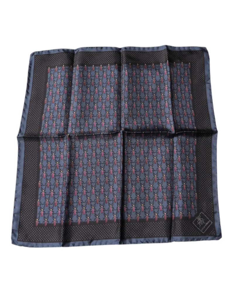 Dolce & Gabbana Men's Dark Blue Beetle Square Handkerchief Scarf Silk Navy