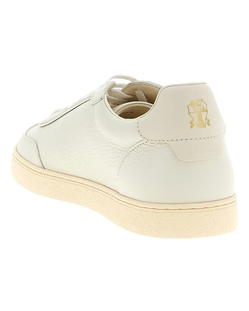 Brunello Cucinelli Men's White Goatskin Low Top Sneakers White