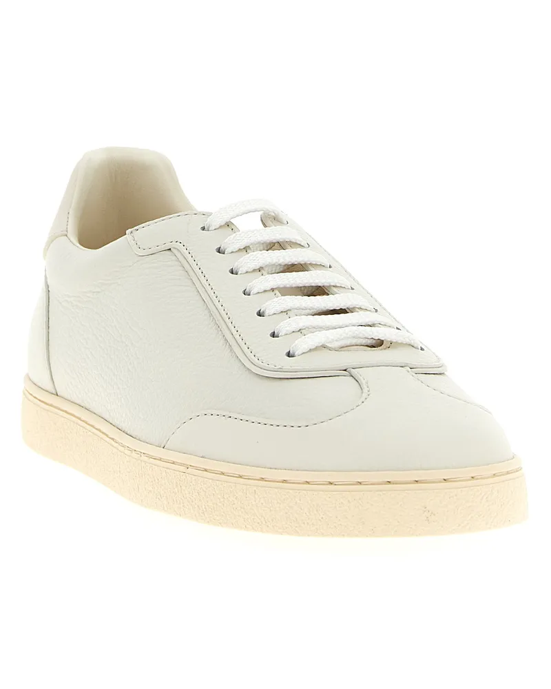 Brunello Cucinelli Men's White Goatskin Low Top Sneakers White