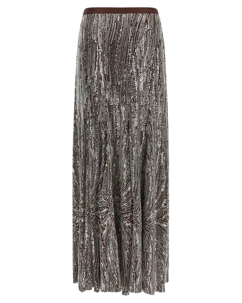 Paco Rabanne Sequin and Pearl Embroidered Skirt — Brown Brown