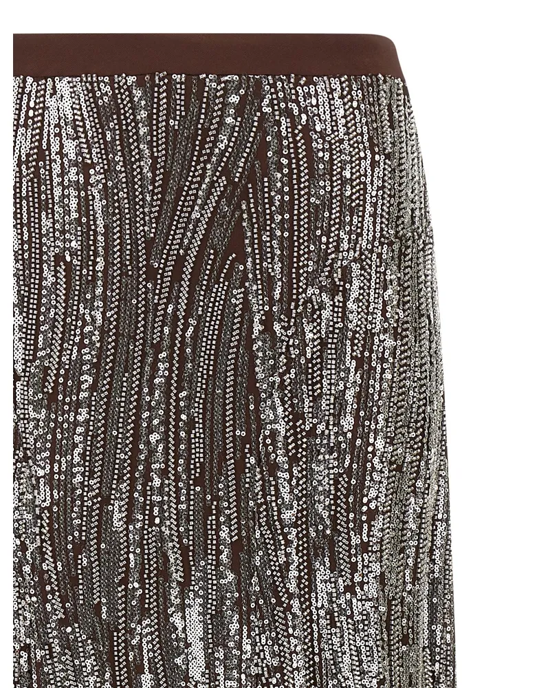 Paco Rabanne Sequin and Pearl Embroidered Skirt — Brown Brown
