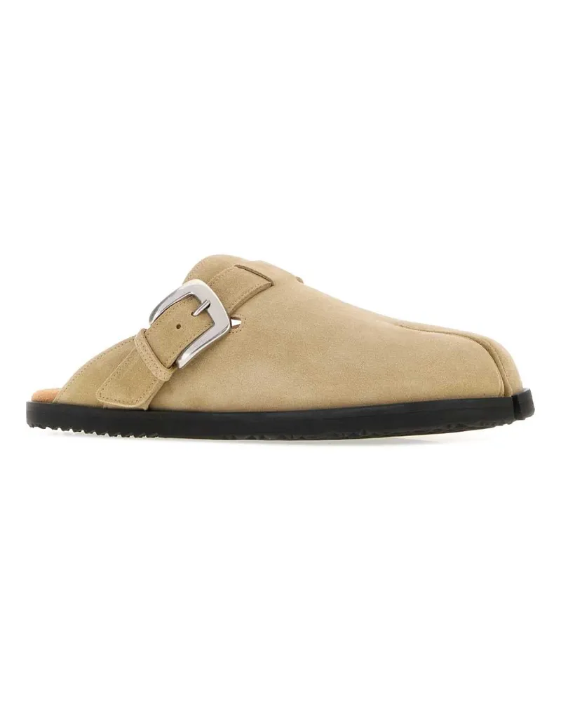 Maison Margiela Men's Beige Suede Tabi Daily Slippers Palekhaki Sandali Sandal Beige