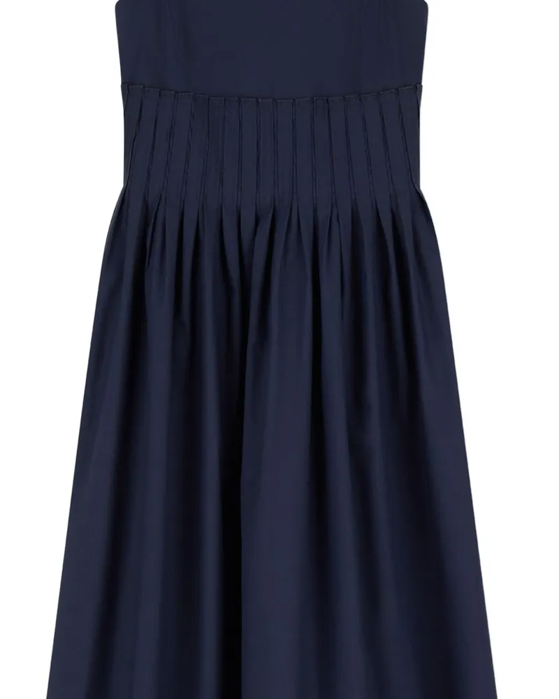 Emporio Armani Cotton Pleated Dress — Navy Navy