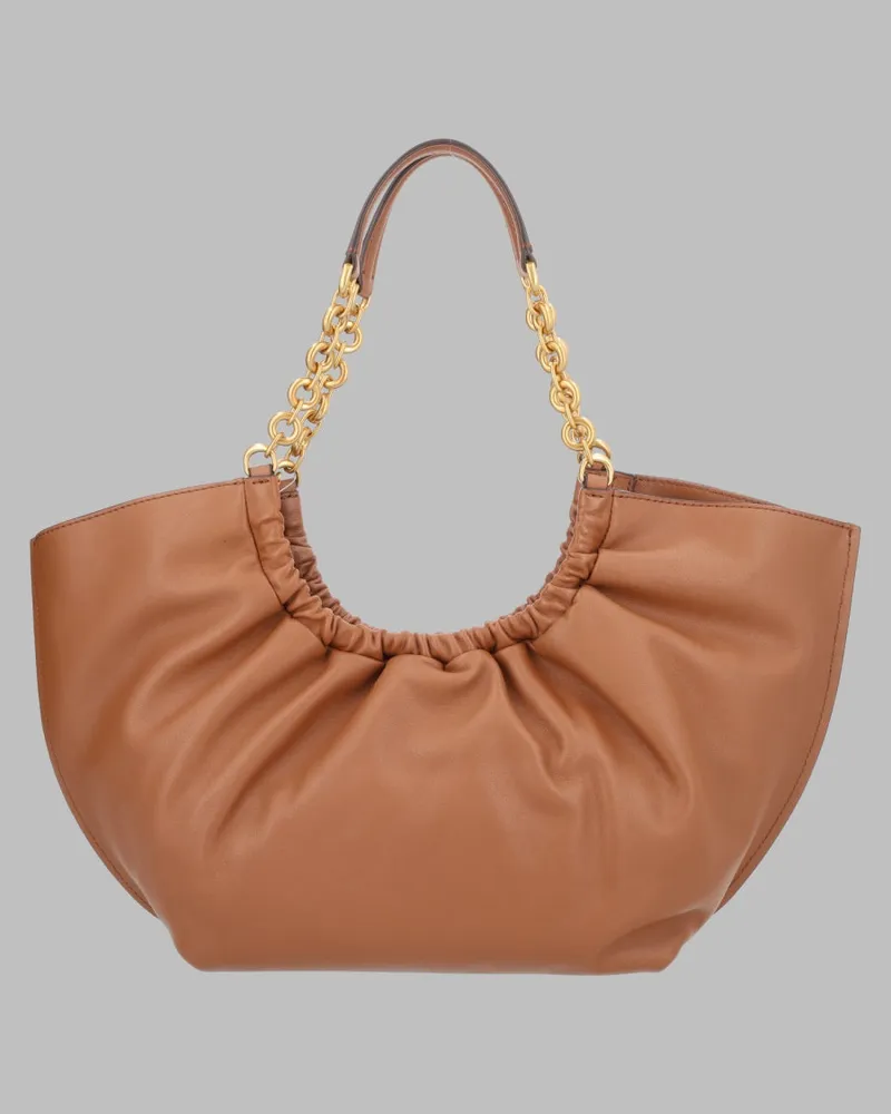 Michael Kors Women's Tote Bag Indie Buff Leather Shoulder Beige