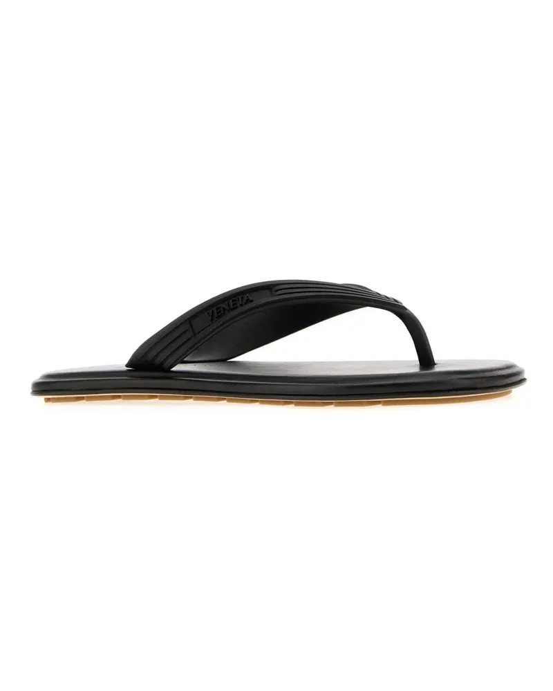 Bottega Veneta Women's Black Rubber Sampieri Thong Slippers Flat Shoes Black