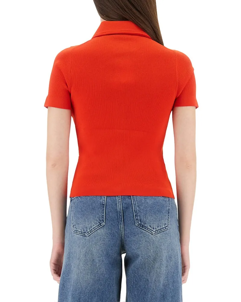 Tory Burch Viscose Blend Polo Shirt — Red Red