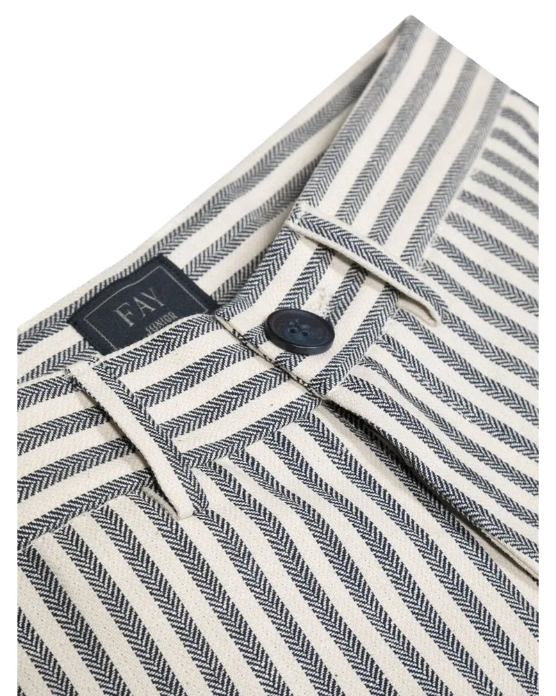 Fay Striped Cotton-Linen Trousers — Multicolor Multicolor