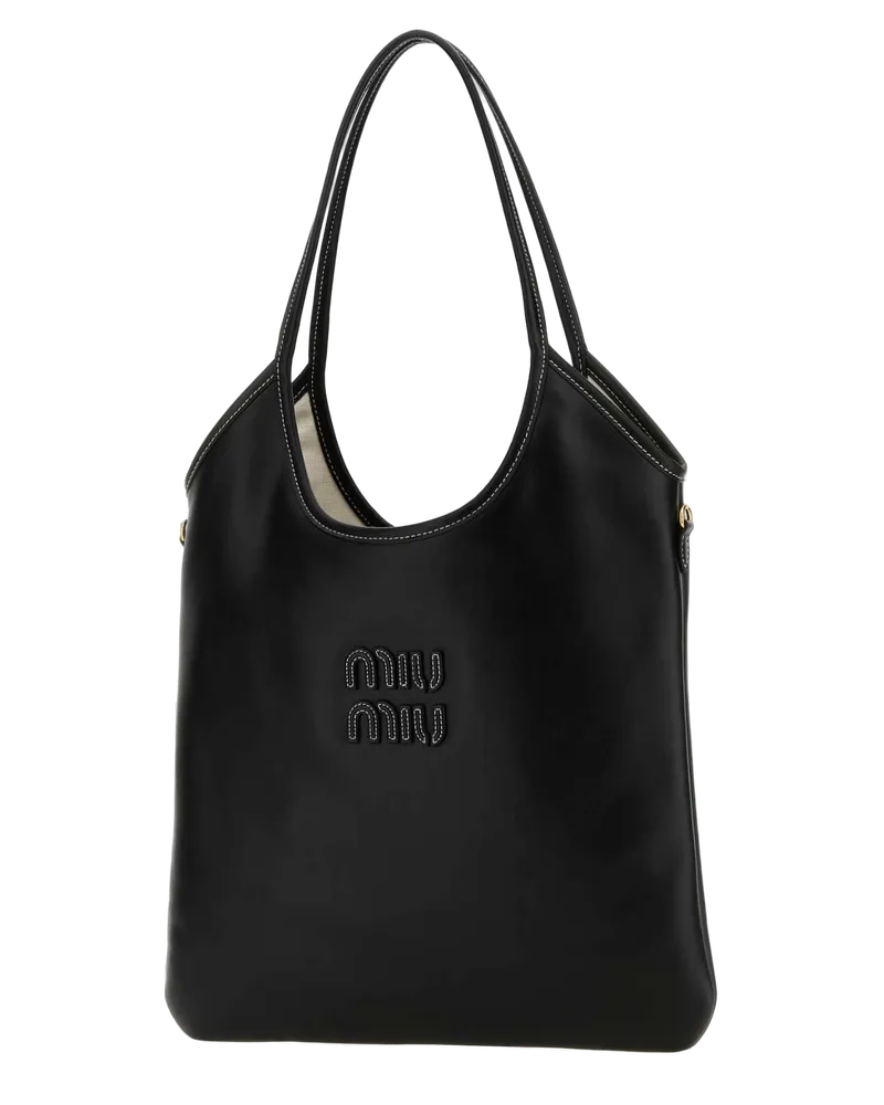 Miu Miu Calfskin Leather Shoulder Bag — Black Black