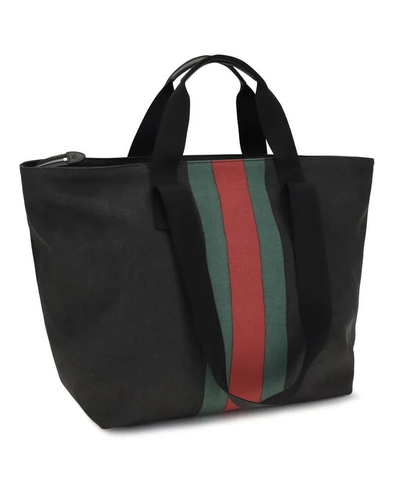 Gucci Men's Tote Bag Web Stripe Black Nika Vrv-Black-T.g Cotton Shoulder Vrv/black/t.g Black
