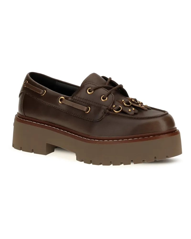 Pinko Women's Margaret 01 Brushed Leather Loafers Moro Brown