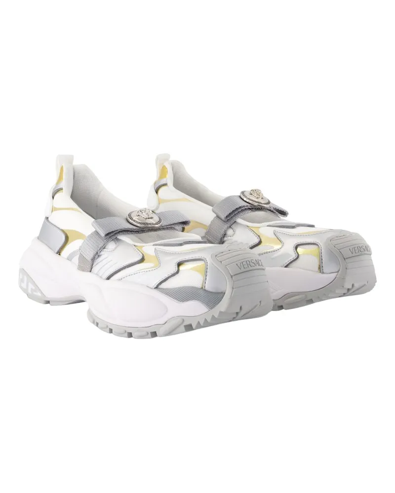 Versace Women's Mary Jane Sneakers -  Synthetic White Shoes Flat-Shoes White