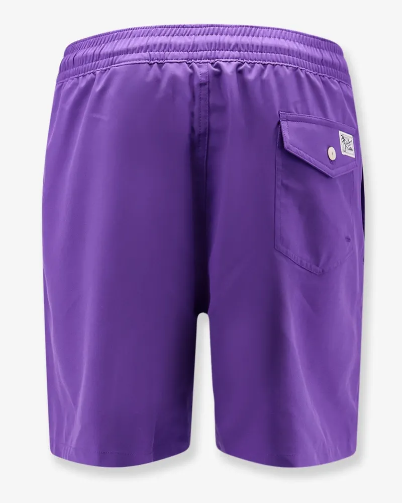 Ralph Lauren Men's Nylon Swim Trunks With Embroidered Logo Purple Shorts Purple