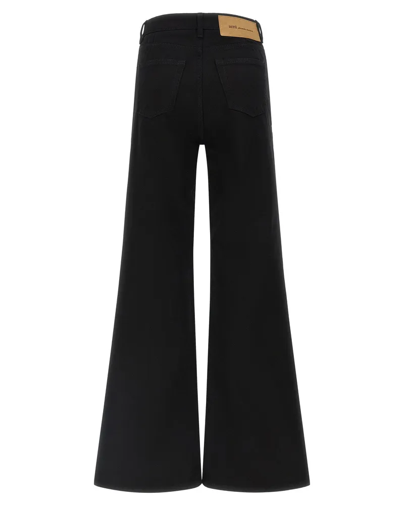 AMI Paris Flared-Leg Cotton Jeans — Black Black