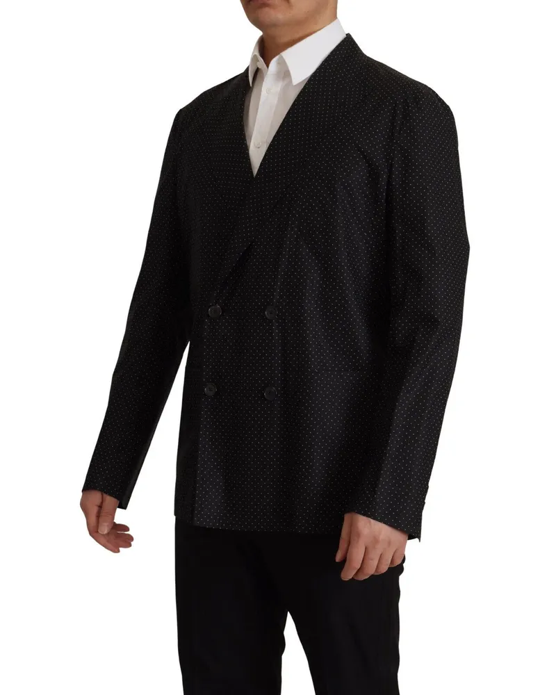 Dolce & Gabbana Men's Black Polka Dotted Cotton Blazer Jacket Clothing Black