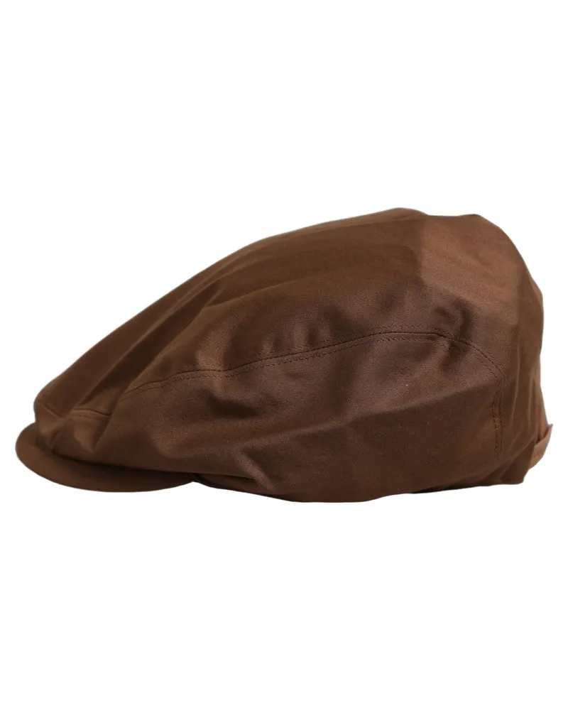 Dolce & Gabbana Men Brown Cotton Newsboy Capello Cabbie Hat Silk Brown