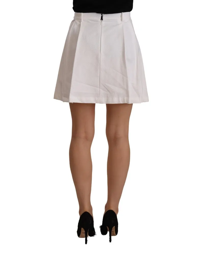 Ermanno Scervino Women White High Waist A-Line Mini Cotton Skirt Elastane White