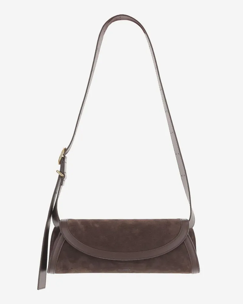 Jil Sander Women's Shoulder Bag Cannolo Piccola Chocolate Plum Brown