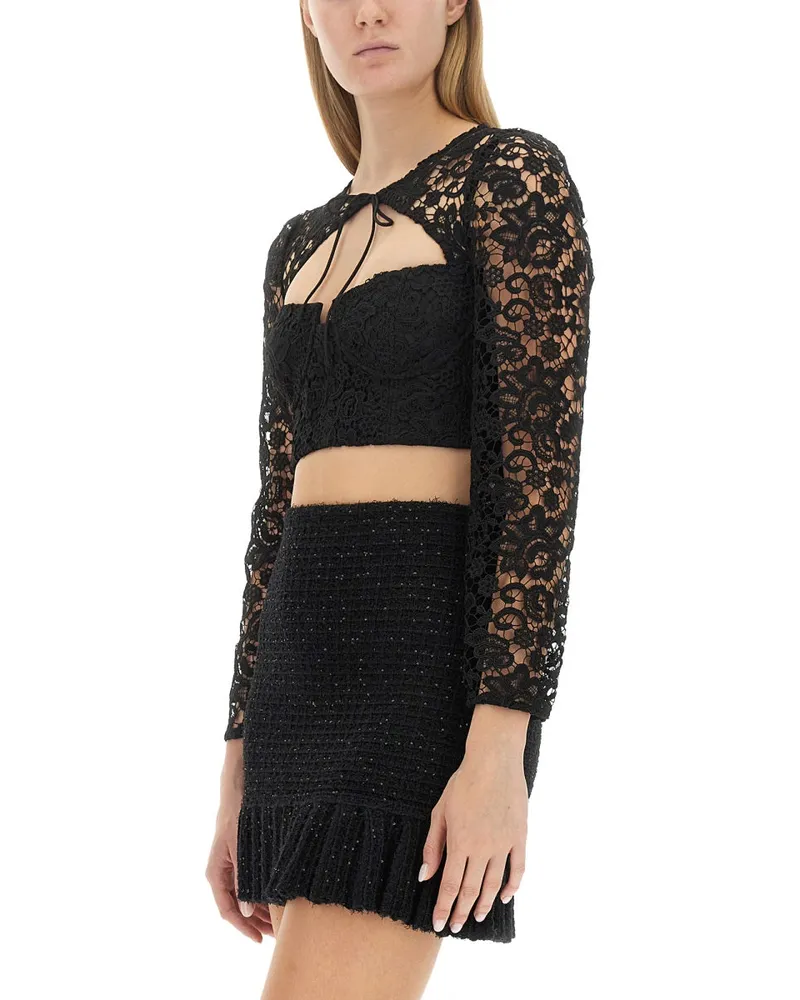 Self-Portrait Lace Blouse — Black Black