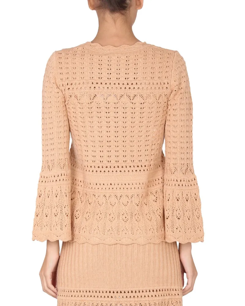 Moschino Virgin Wool Blend Sweater — Beige Beige