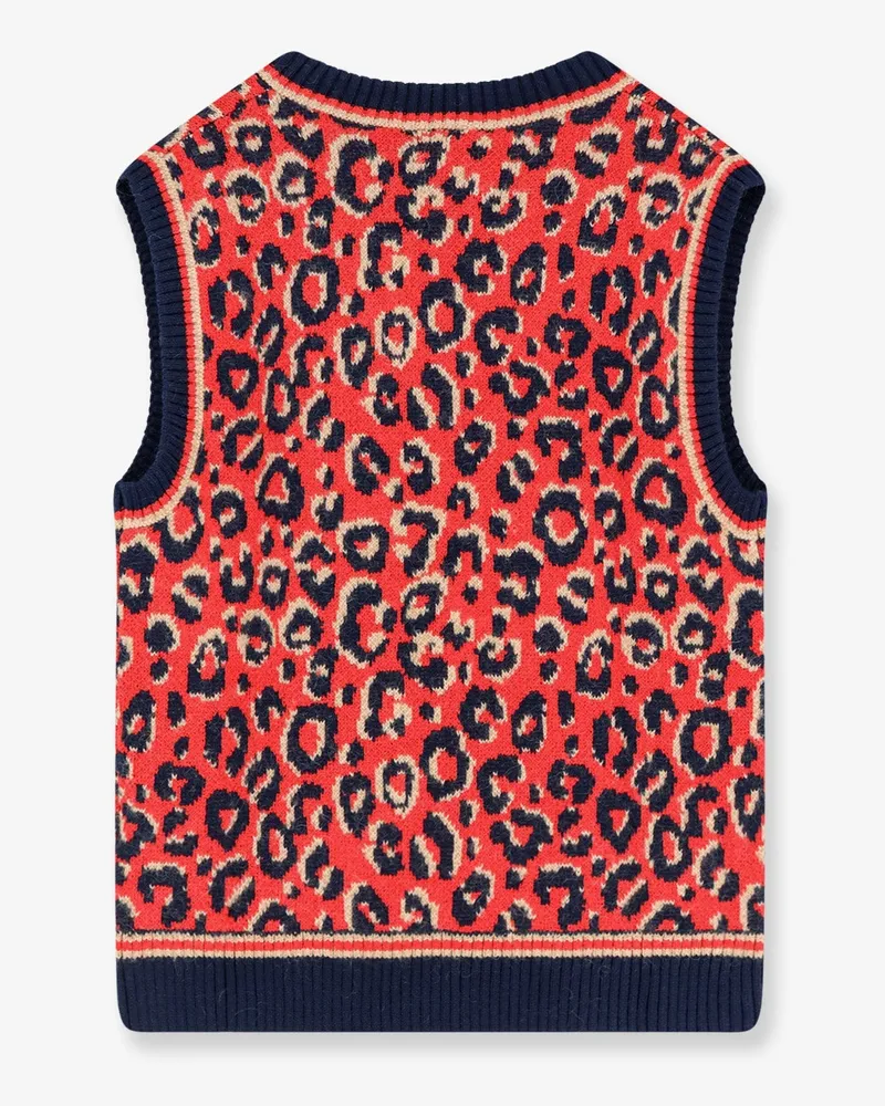 adidas Men Wool Blend Sweater With Animal Print Recycled Polyester Red