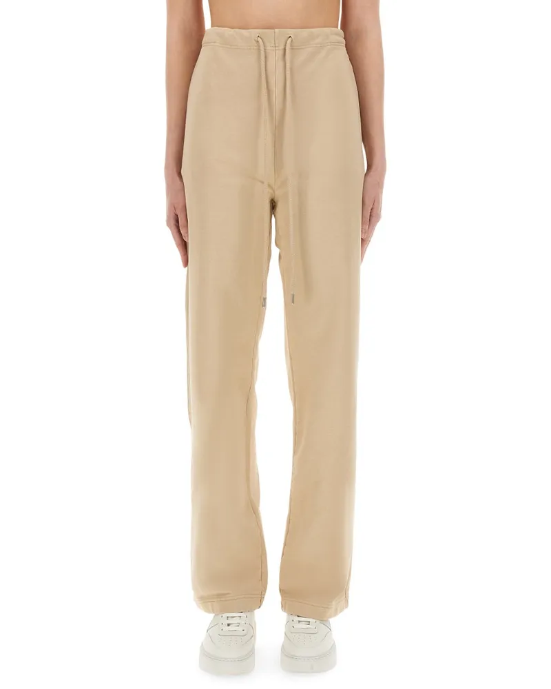 Moschino Relaxed-Fit Cotton Trousers — Beige Beige