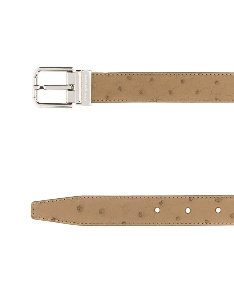 Dolce & Gabbana Men's Camel Leather Reversible Belt Sabbiachiaro Cinture Beige