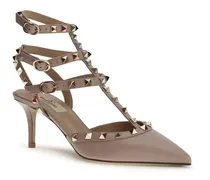 Women's Rockstud Heel Beige Calf Leather Bos