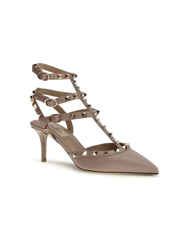Valentino Garavani Women's Rockstud Heel Beige Calf Leather Bos Beige