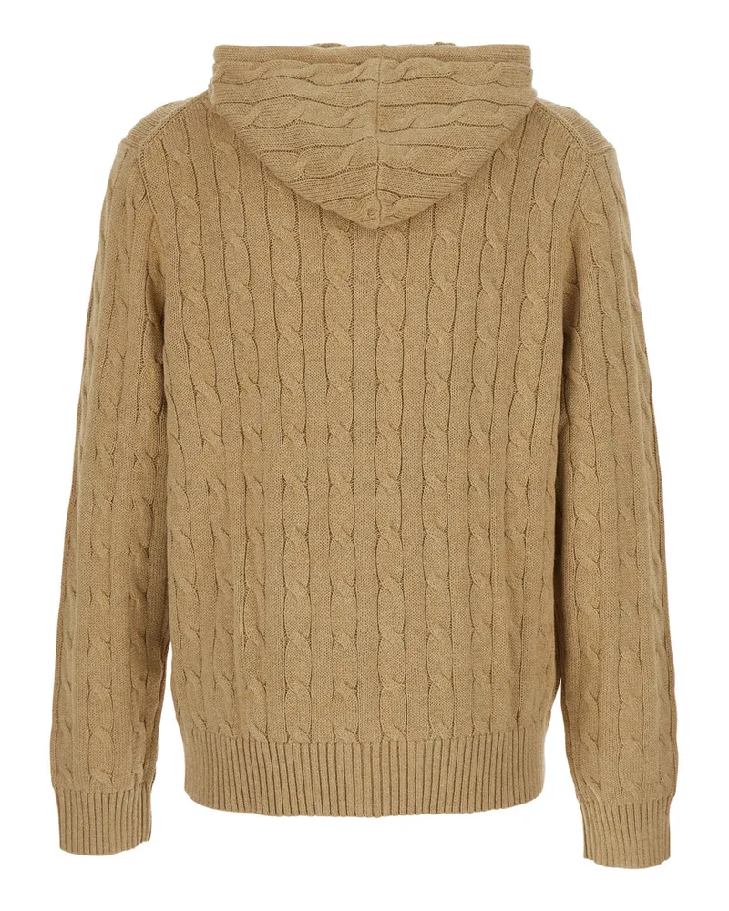 Ralph Lauren Cable-Knit Hooded Cardigan — Beige Beige