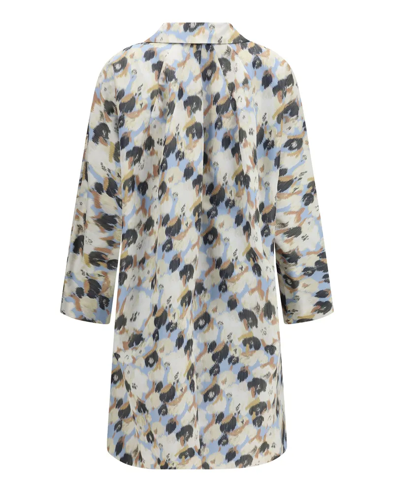 Marni Women's Printed Button Parka Coat Light Blue Polyester Blue