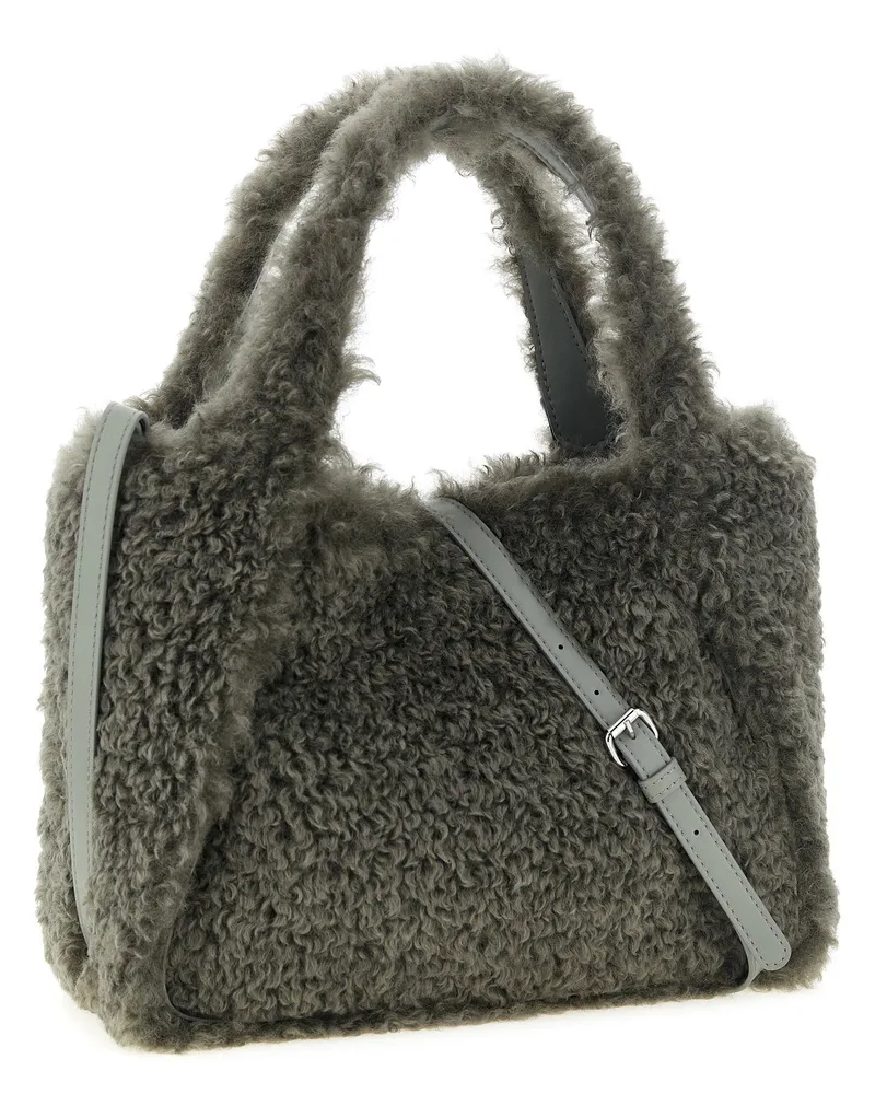 Stella McCartney Shearling Logo Embroidery Tote Bag — Gray Gray