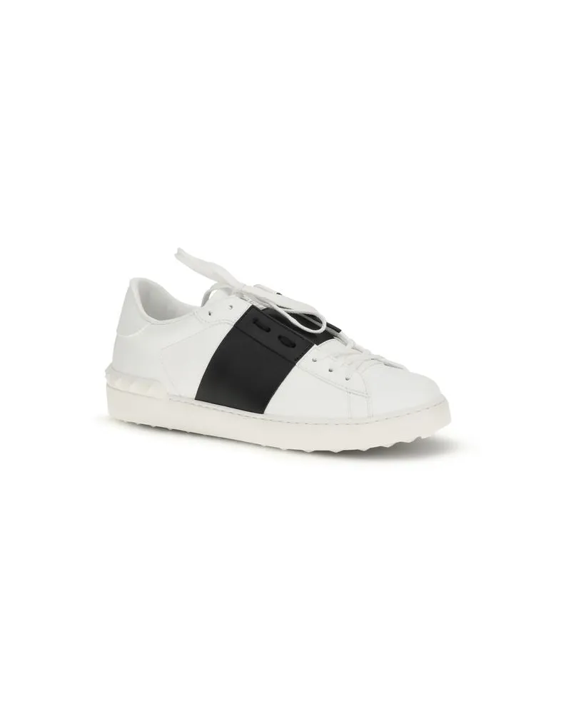 Valentino Garavani Men's White Calf Leather Bos Taurus Low Top Sneakers White