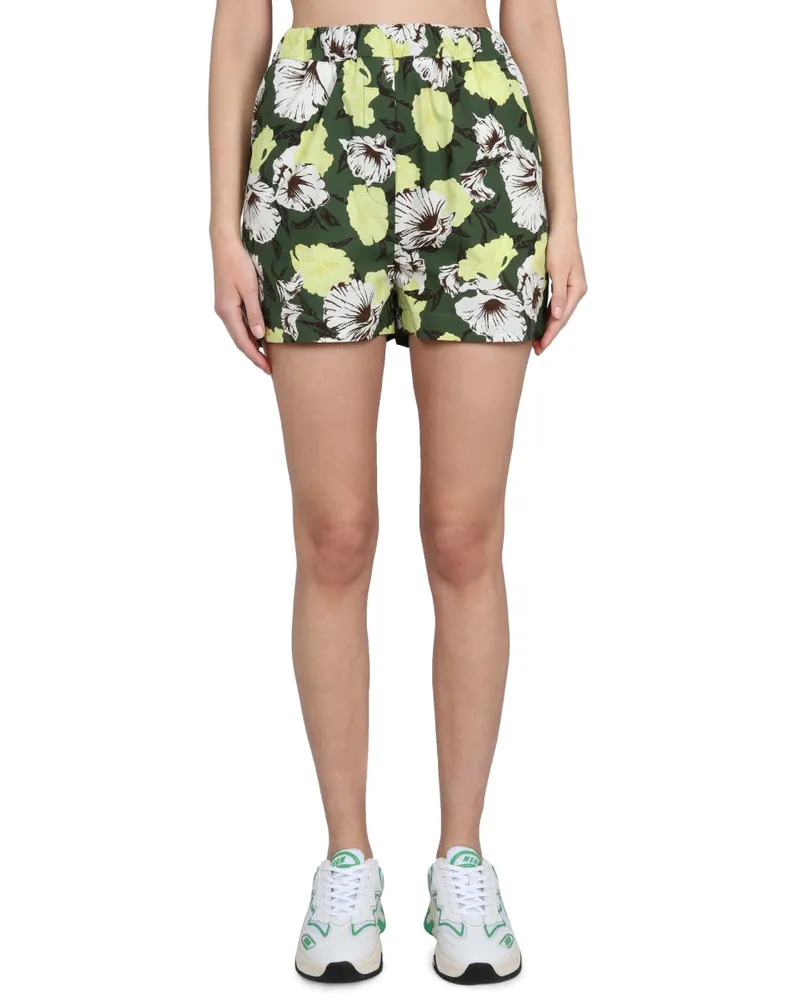 MSGM Elastic Waistband Cotton Bermudas — Multicolor Multicolor