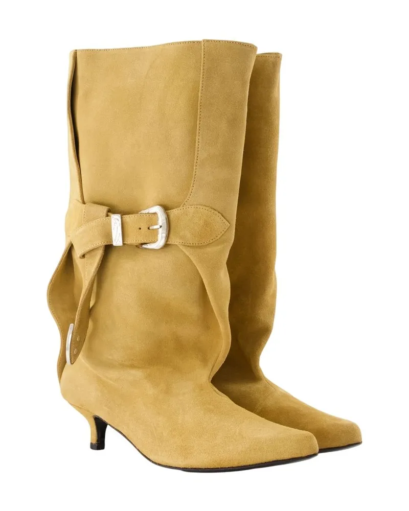 Toga Suede Knee-High Boot Khaki