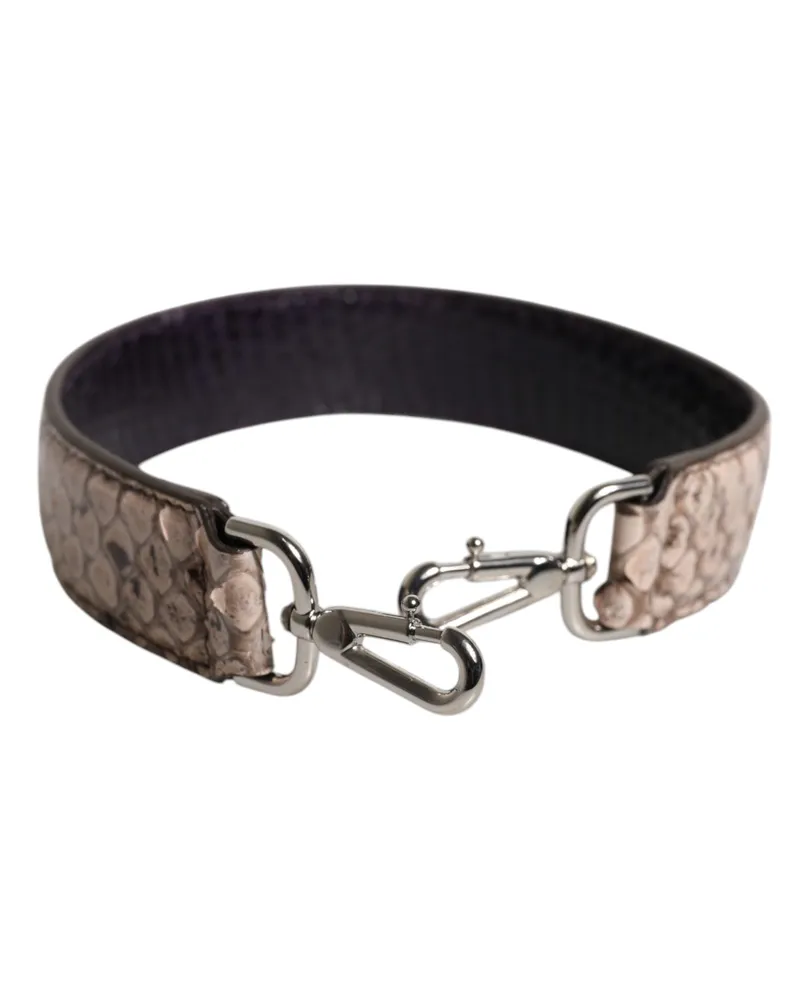 Dolce & Gabbana Women's Black Cream Exotic Leather Bag Shoulder Strap Python Cream