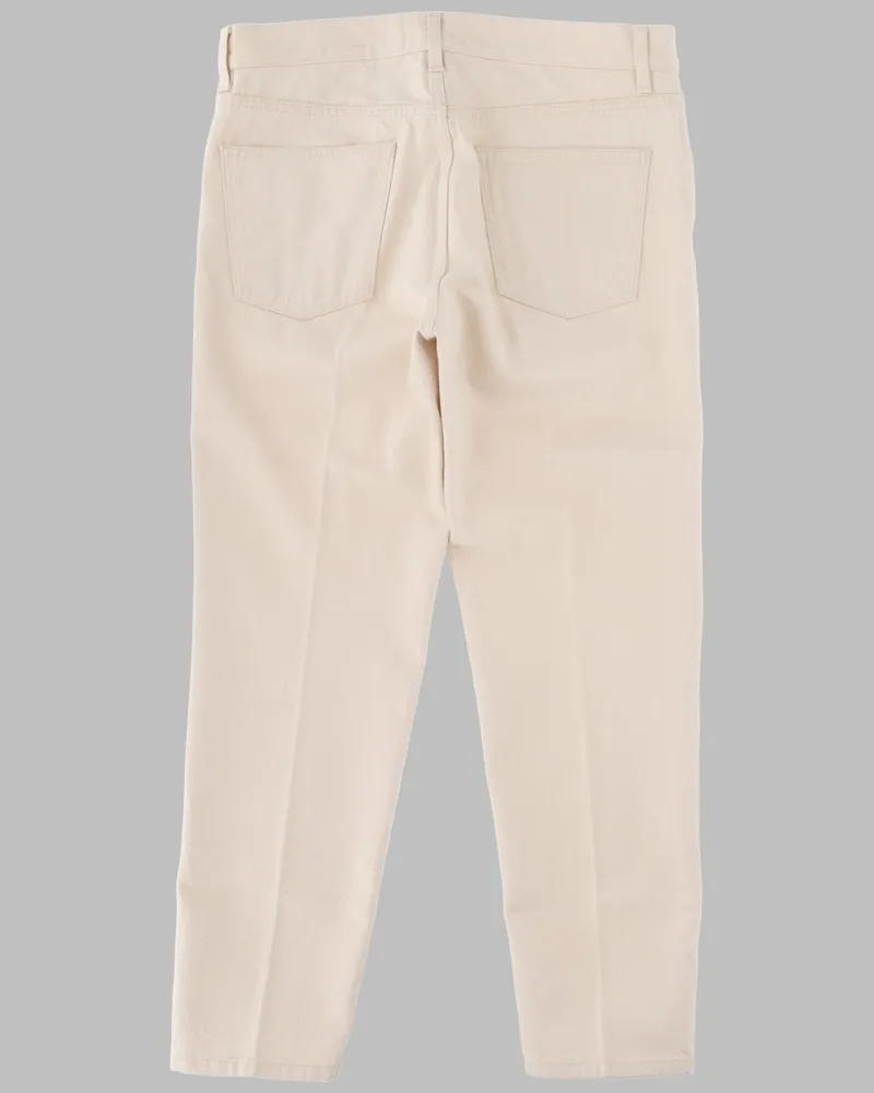 LARDINI Cotton Denim Trousers — Beige Beige