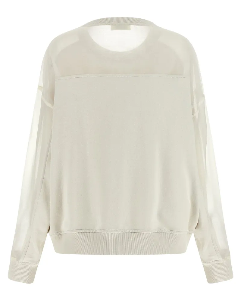 Brunello Cucinelli Organza and Monile Embroidery Sweatshirt — Ivory Ivory