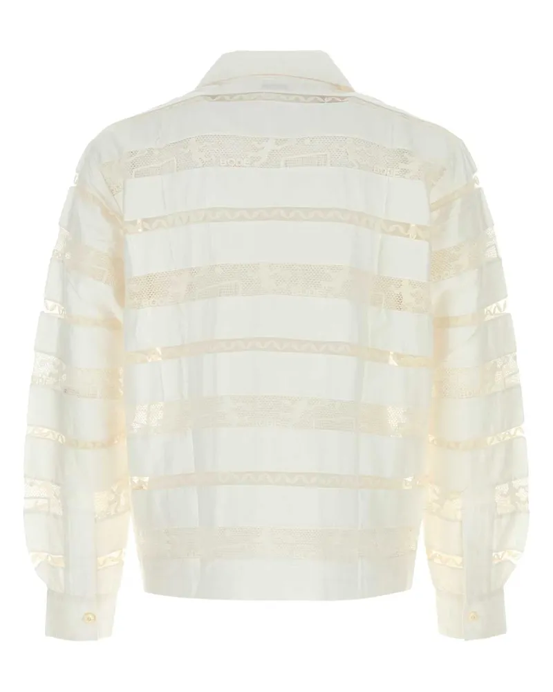 BODE Men's White Poplin Shirt Cream Exterior: Cotton Camicie White