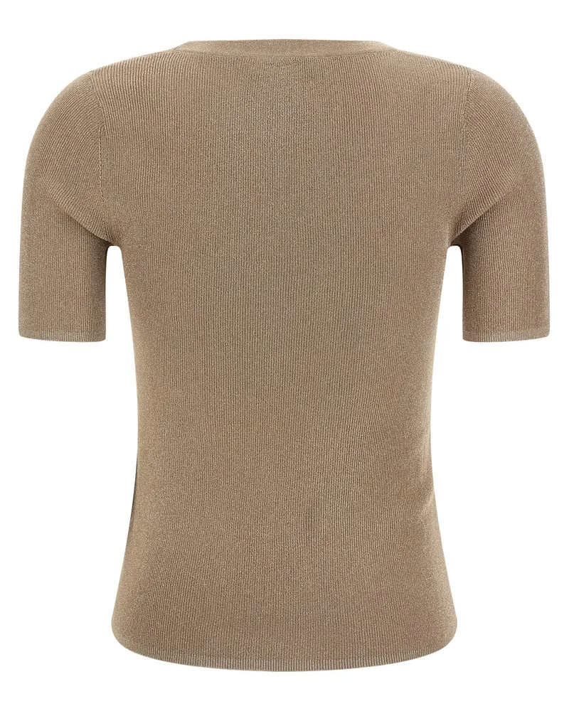 Max Mara Ribbed Polyamide T-Shirt — Beige Beige