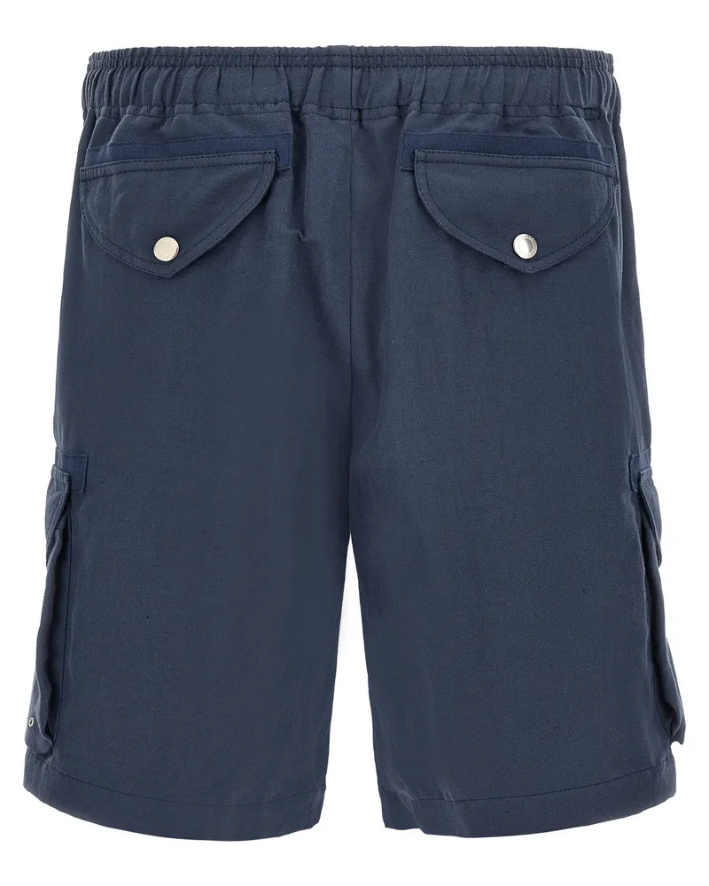 Brunello Cucinelli Cargo Cotton-Linen Bermuda Shorts — Navy Navy