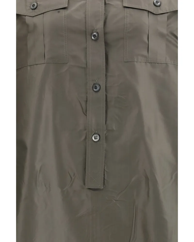Prada Women's Taffeta Shirt Dress Green Silk Green