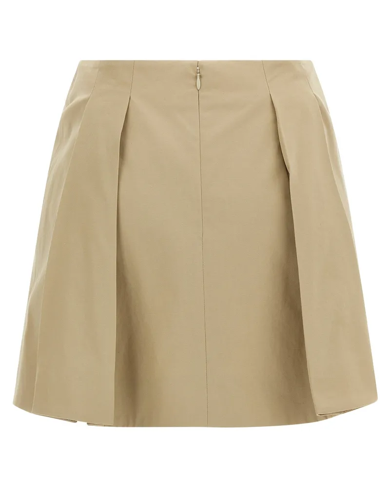 Balmain Pleated Mini Skirt with Chain Detail Skirt — Beige Beige