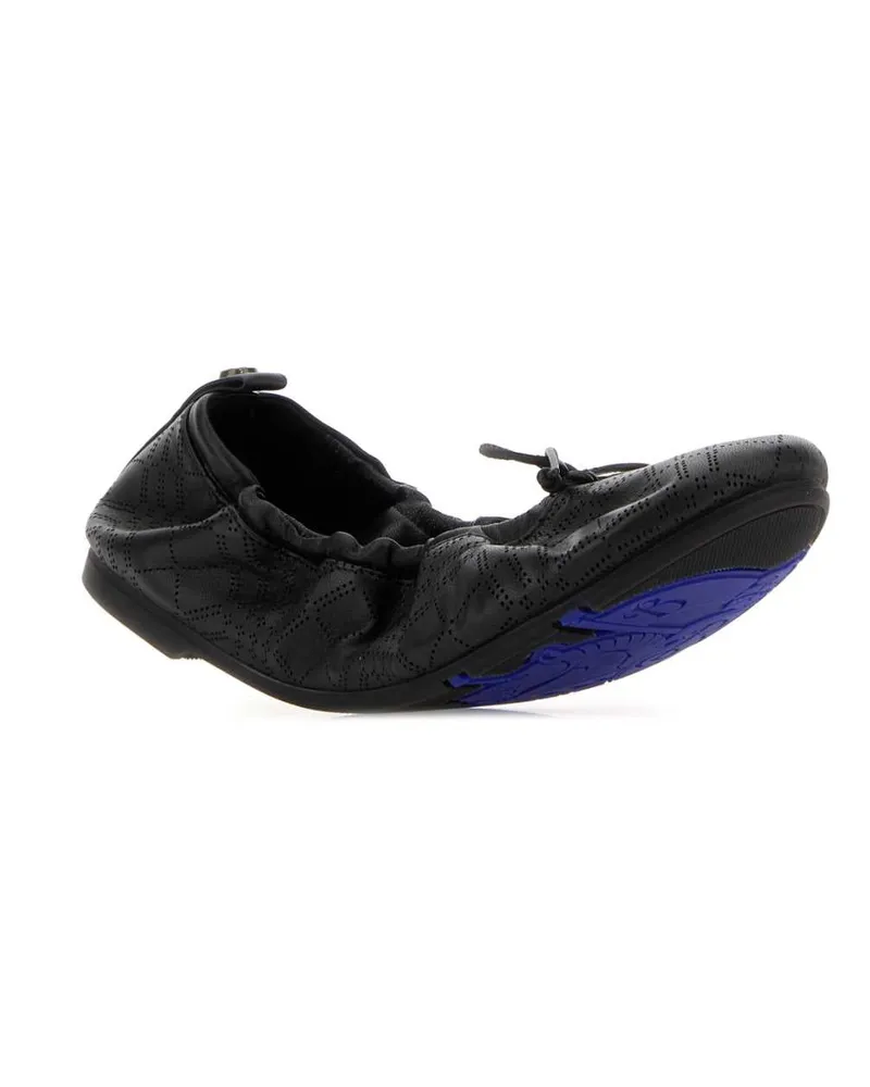Burberry Women's Black Leather Fawn Ballerinas Ballerine Flat Shoes Black