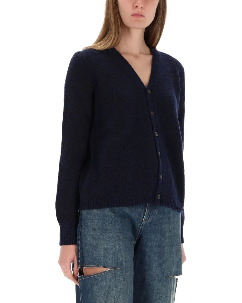 Maison Margiela Virgin Wool Cardigan — Blue Blue