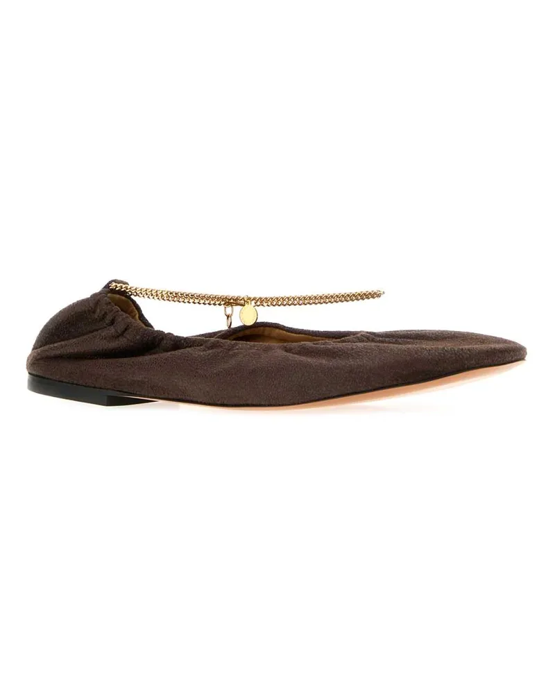 Stella McCartney Women's Brown Shaggy Deer Ballerinas Mahogany Ballerine Flat Shoes Brown